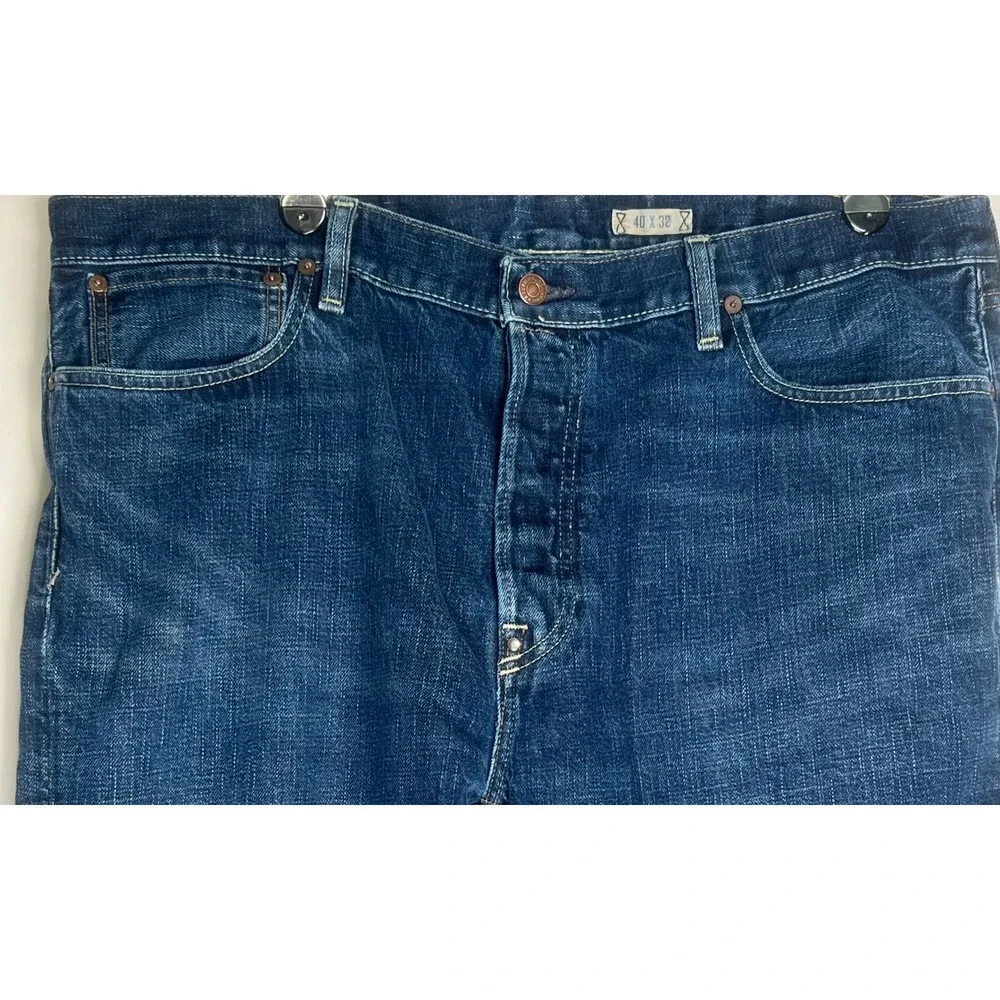 Polo Ralph Lauren 40x32 Distressed Straight Leg Button Fly Bootcut Blue Jeans